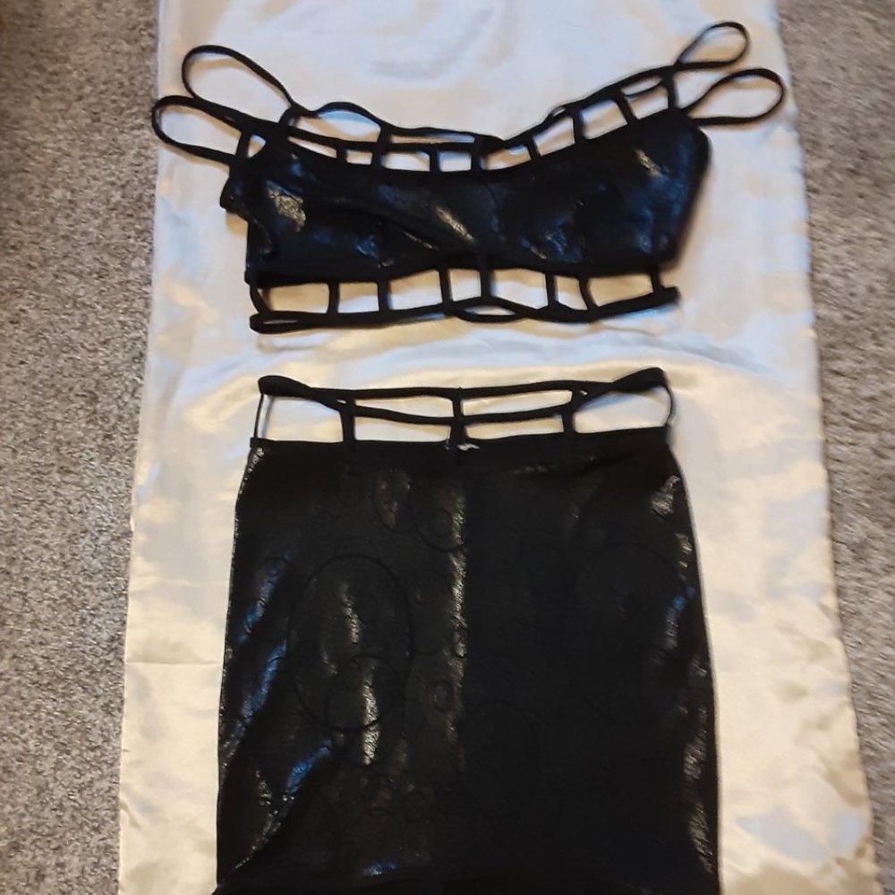Strappy Black Metallic Rave Outfit